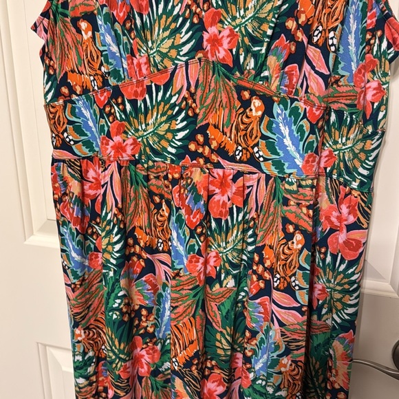 NWT Leota Rosemary Sleeveless Dress MIDI Dress Peekaboo Zebra Tangerine Sz 1X - Picture 5 of 9
